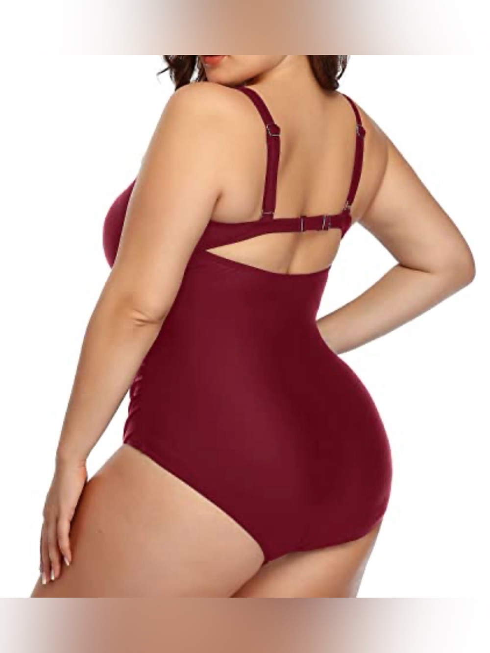 Plus Size Red One Piece Monokini Swimsuit With Cut Out Detail Ruched Summer 22W - Picture 2 of 6